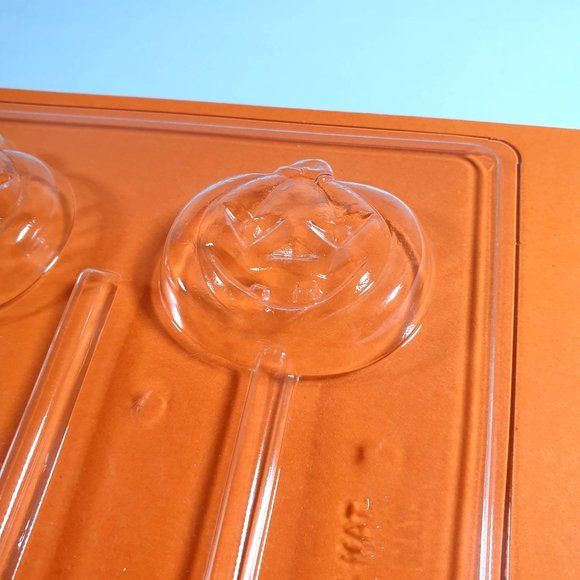 Vintage Candy Mold Jack O Lantern Sucker 2 Inch Holiday Polymer Clay Pumpkin - Picture 2 of 6